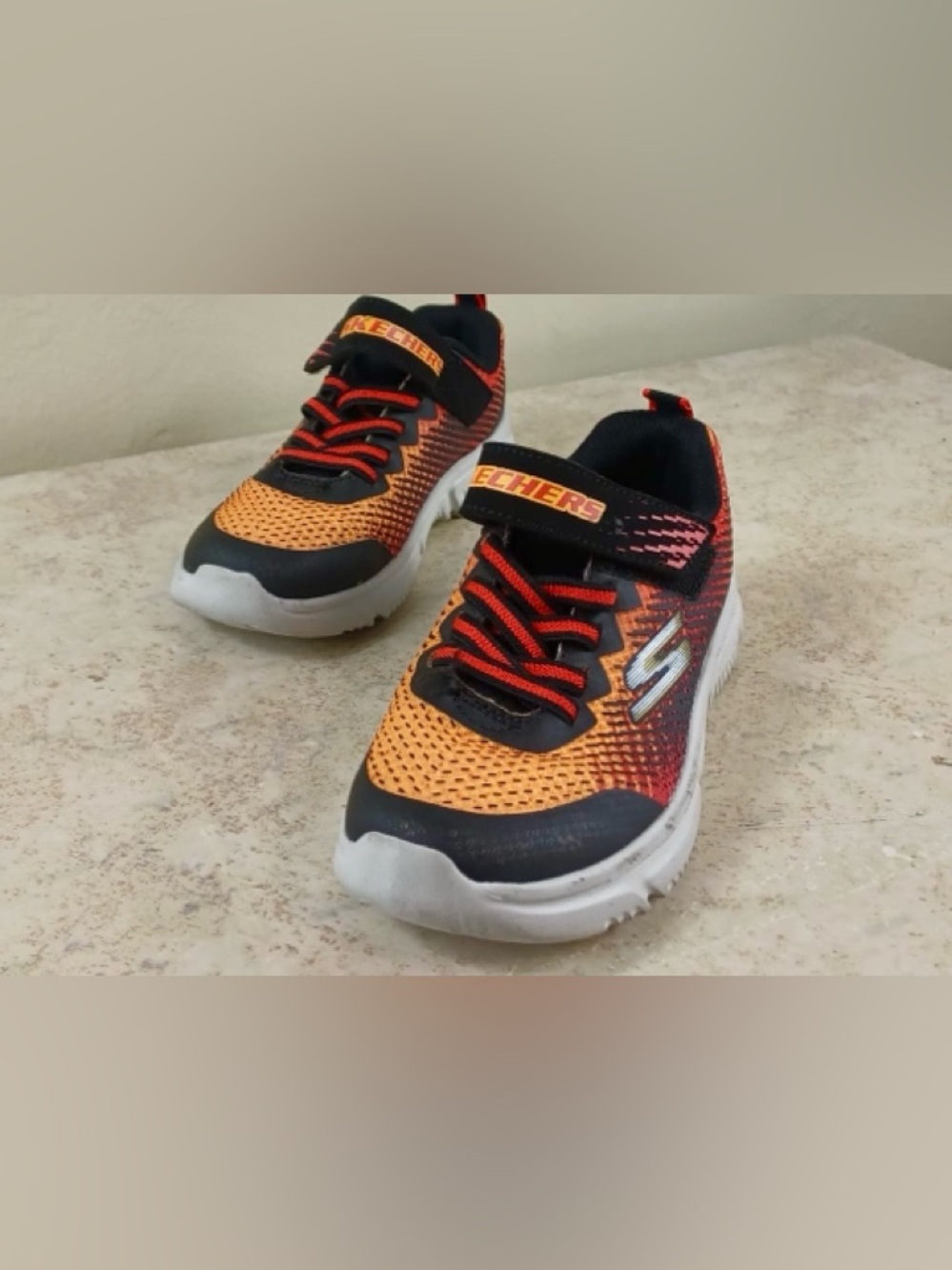 Skechers Kids Orange and Black Lightweight Athletic Sneakers - Picture 2 of 6